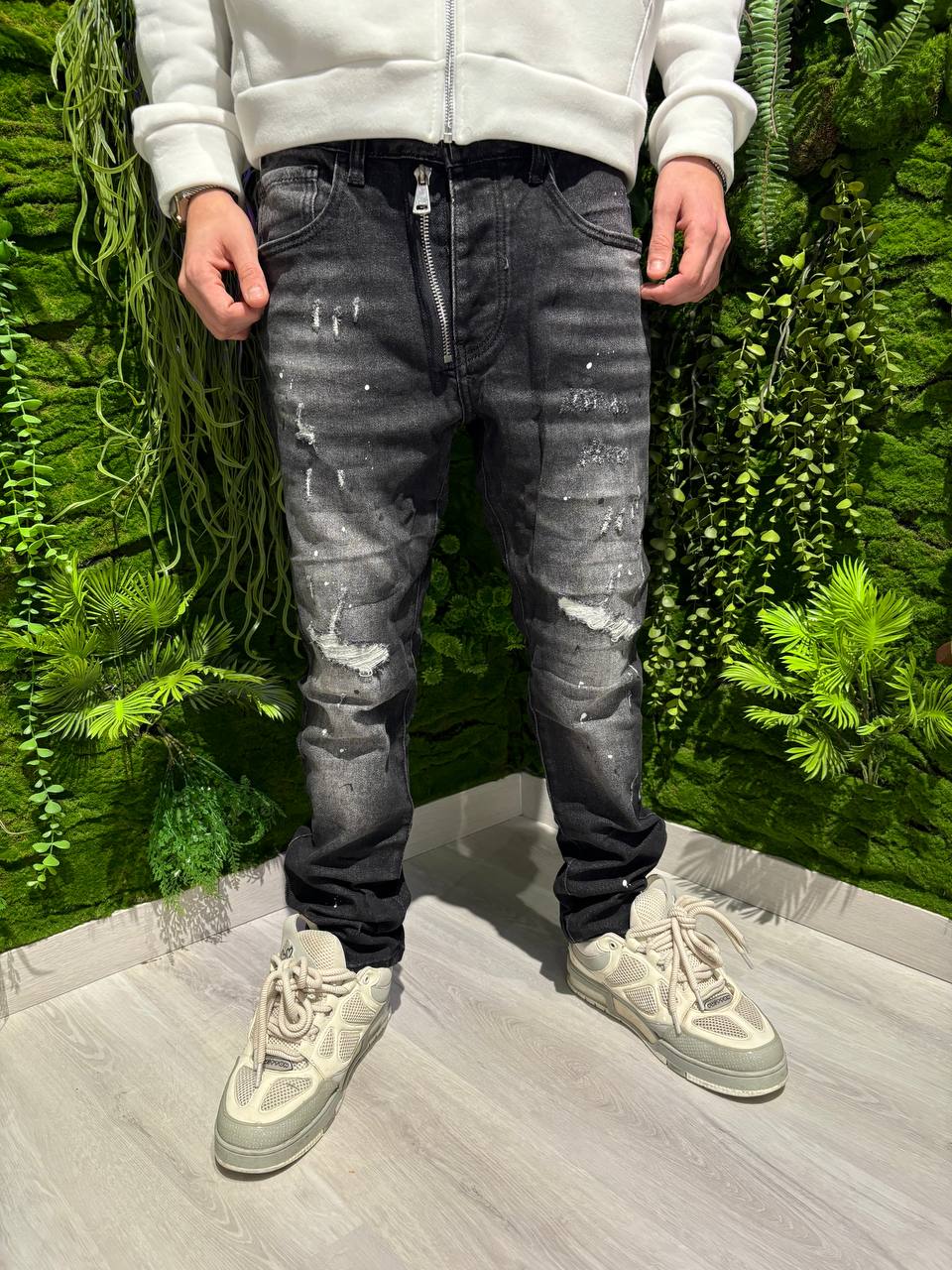 JEANS MOD D*Q NERO E SPRUZZI