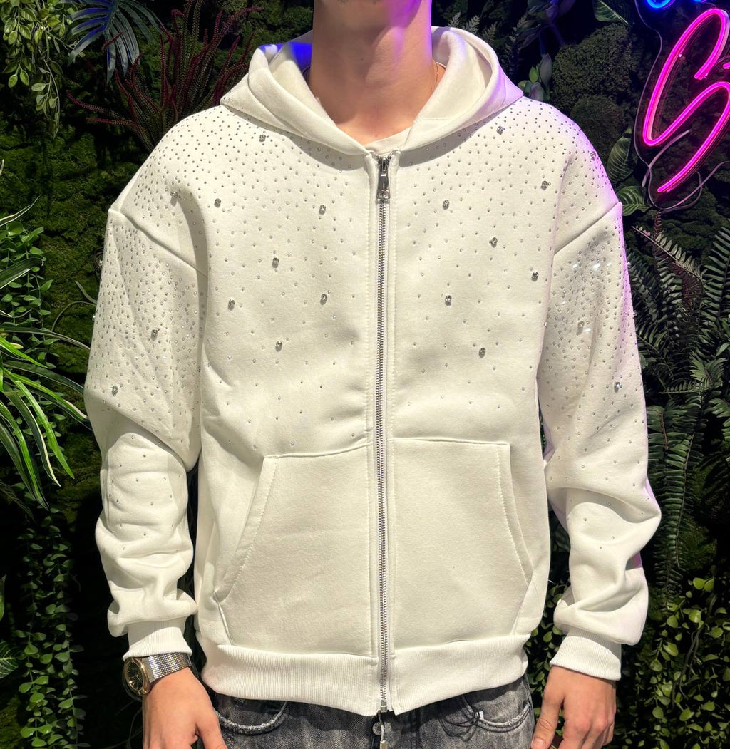 FELPA CON ZIPP STRASS E DIAMANTI