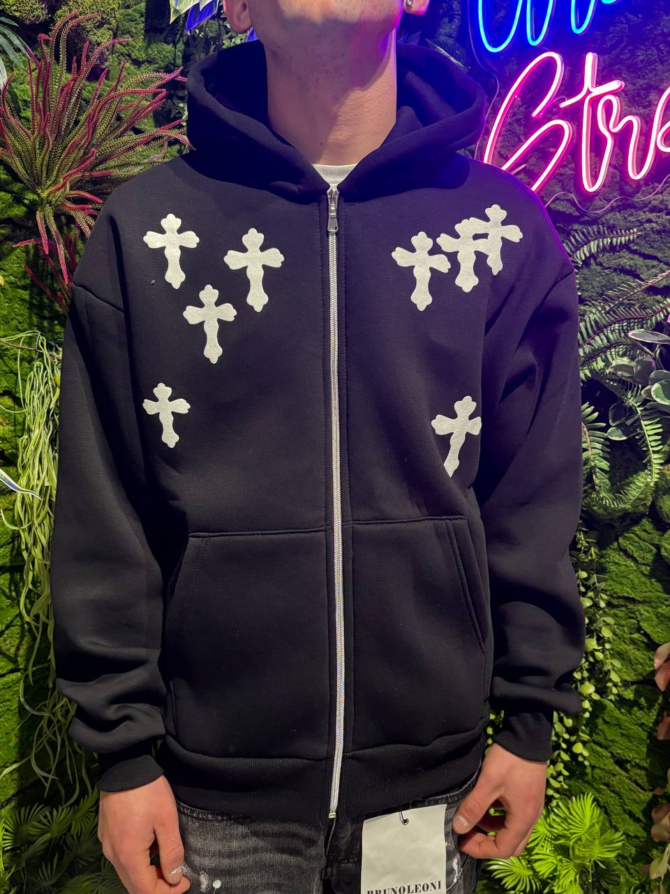 FELPA CON CROCI E ZIP