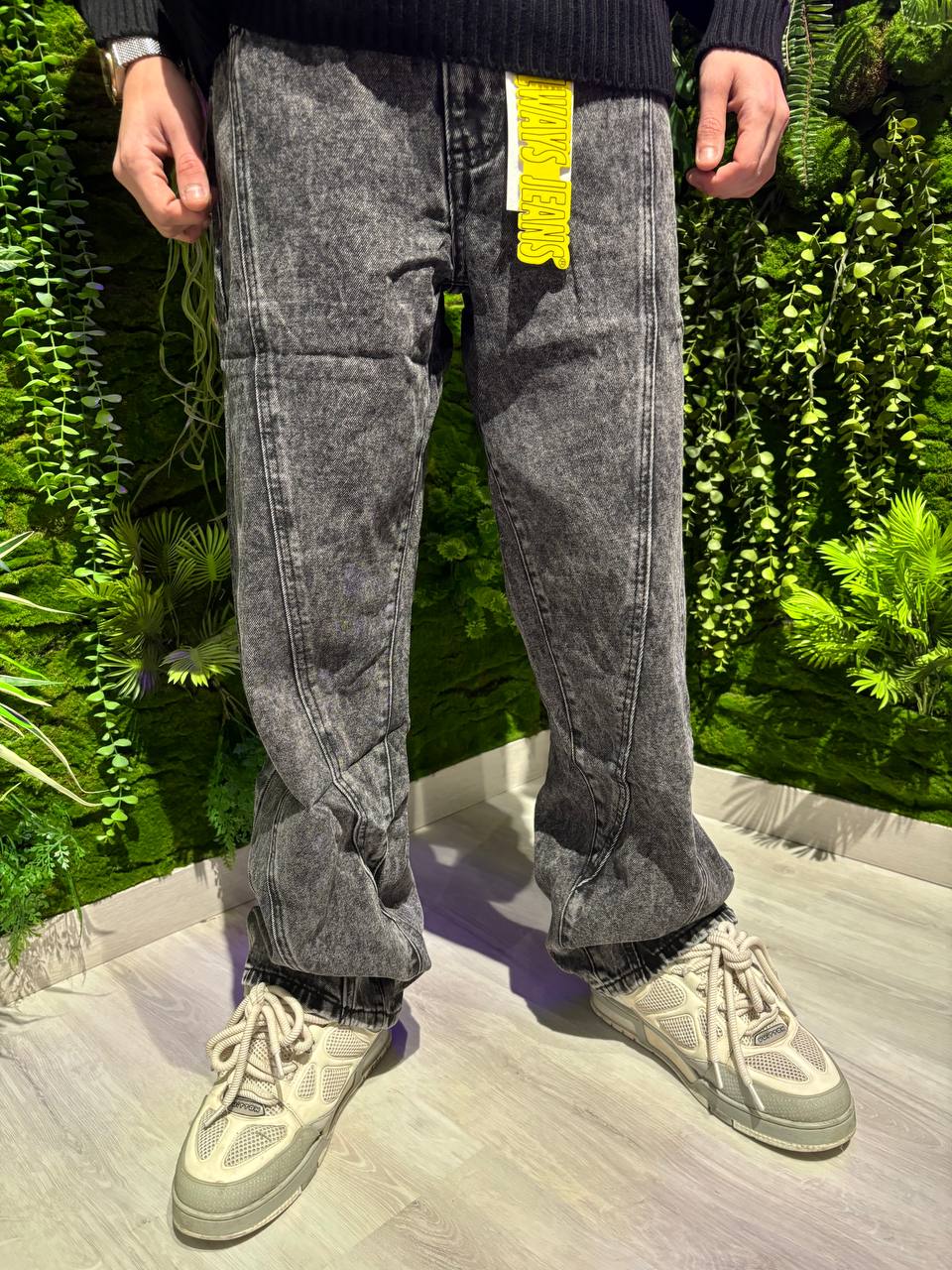 JEANS BAGGY GRIGIO FASCE