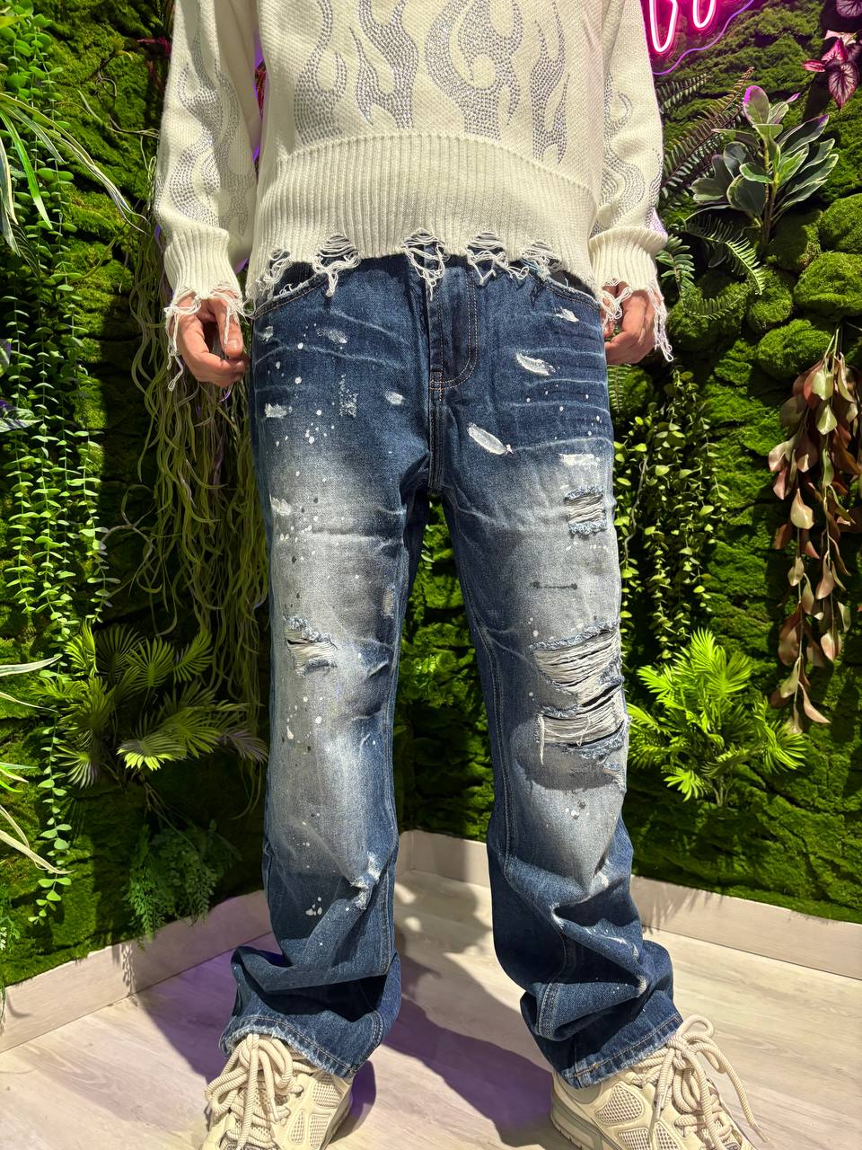 JEANS BAGGY BRUNOLEONI STRAPPI BLU