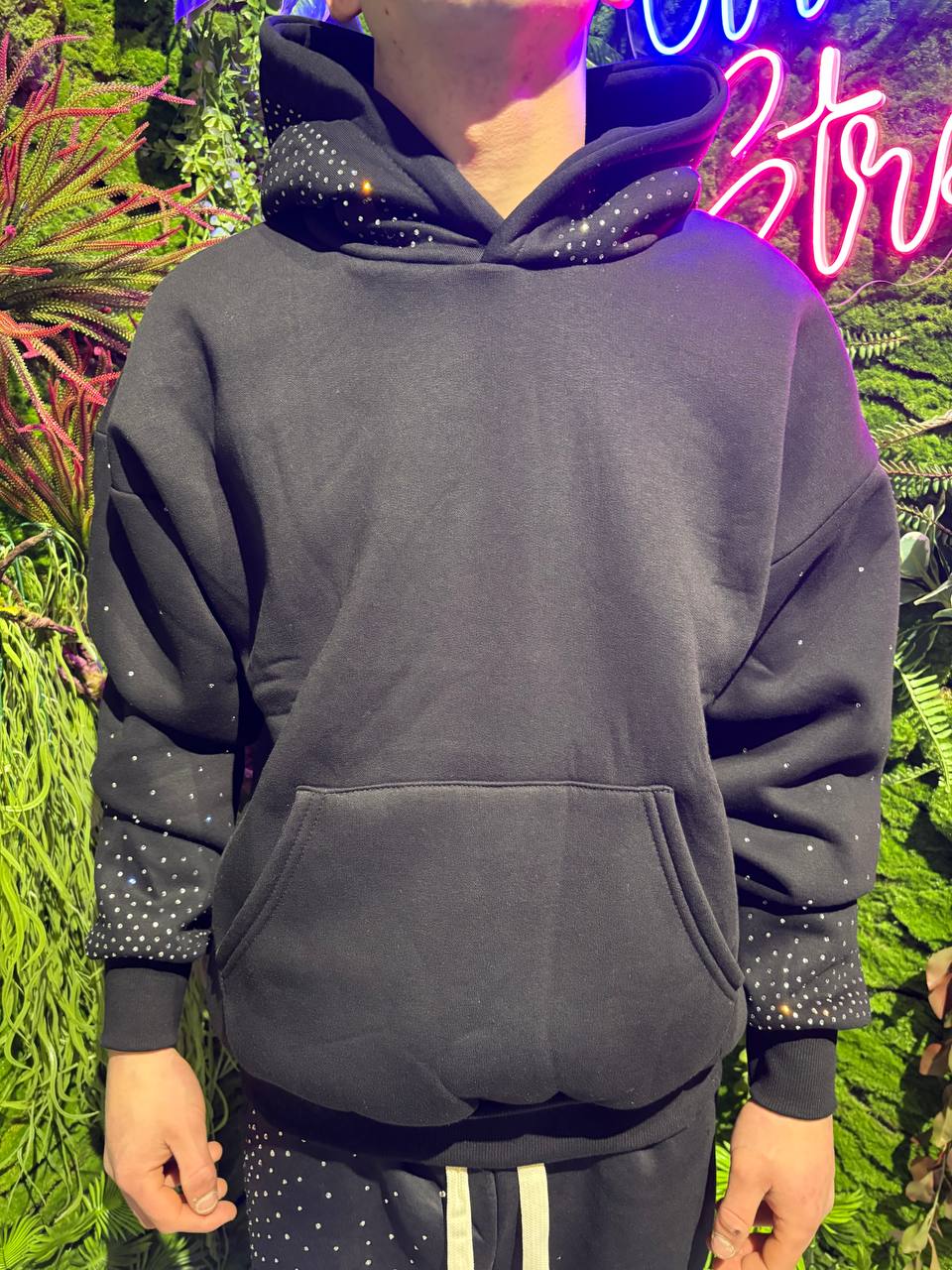 FELPA BRILLANTINATA CAPPUCCIO