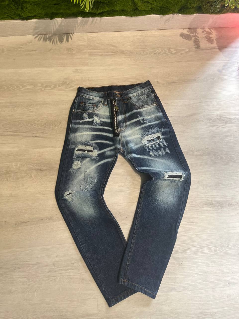 JEANS BLU ZIP BAMBINO