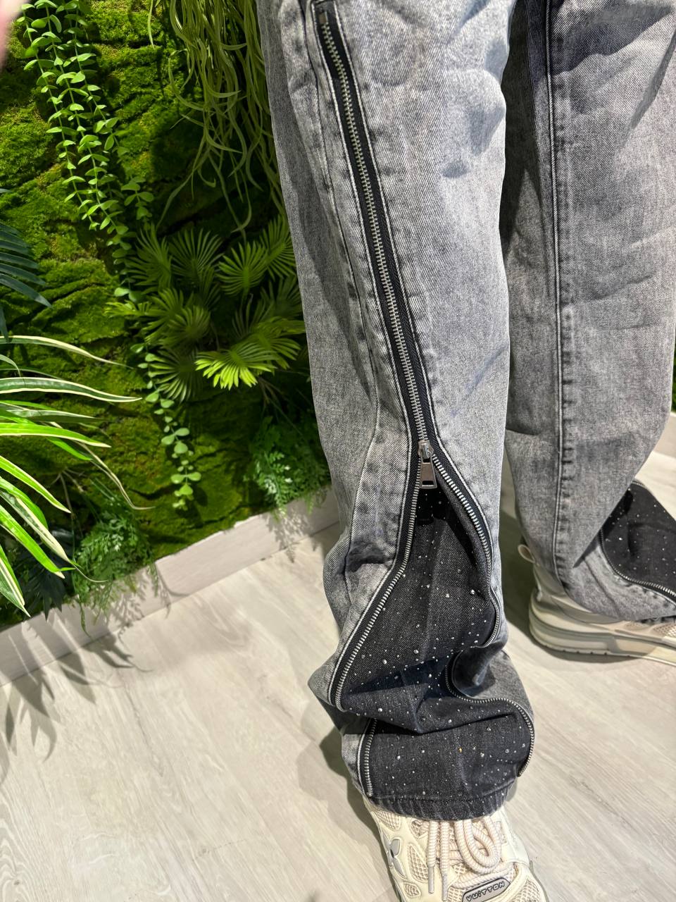 JEANS GRIGIO ZIP BRILL