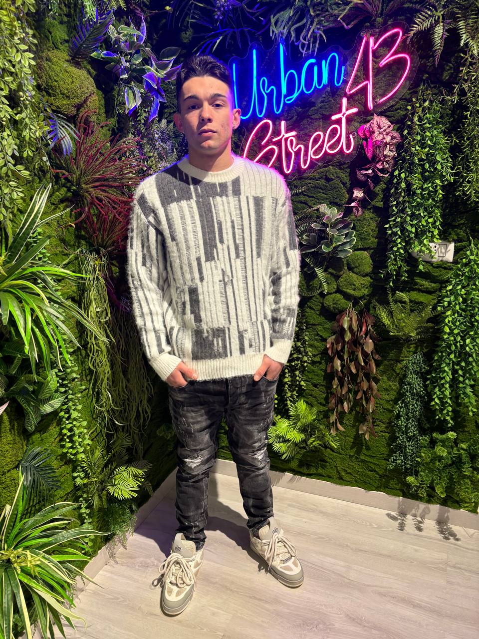 MAGLIONE BIANCO FISARMONICA