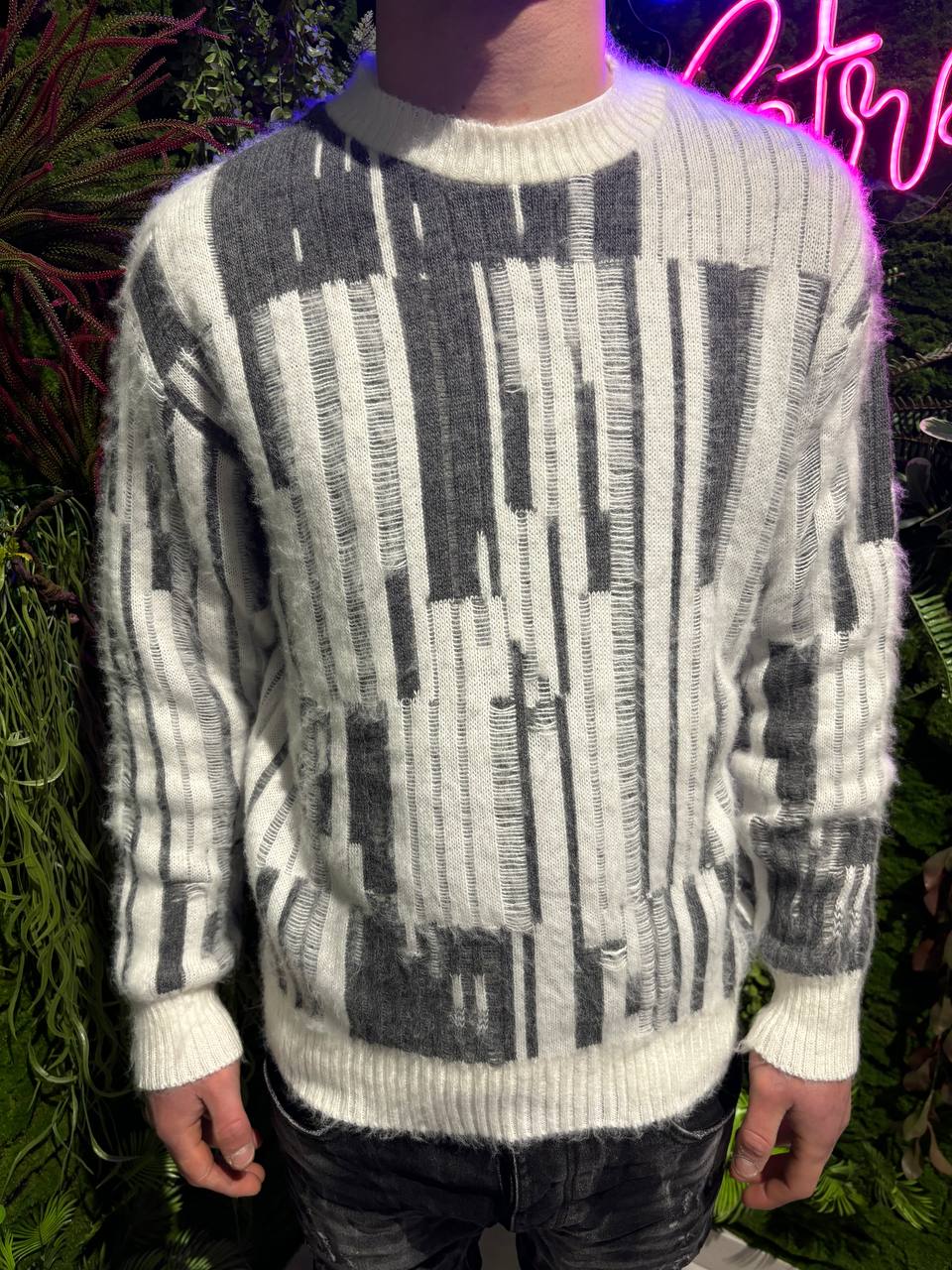 MAGLIONE BIANCO FISARMONICA