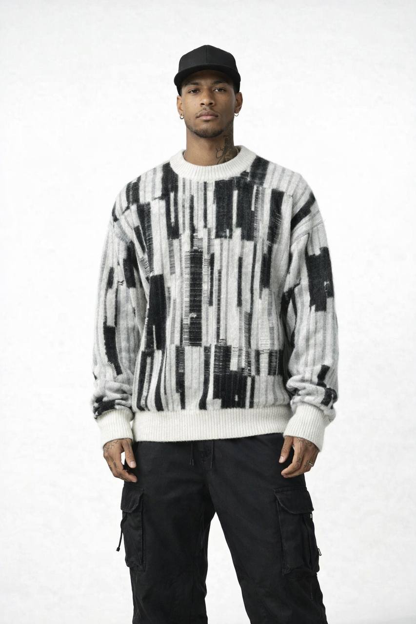 MAGLIONE BIANCO FISARMONICA