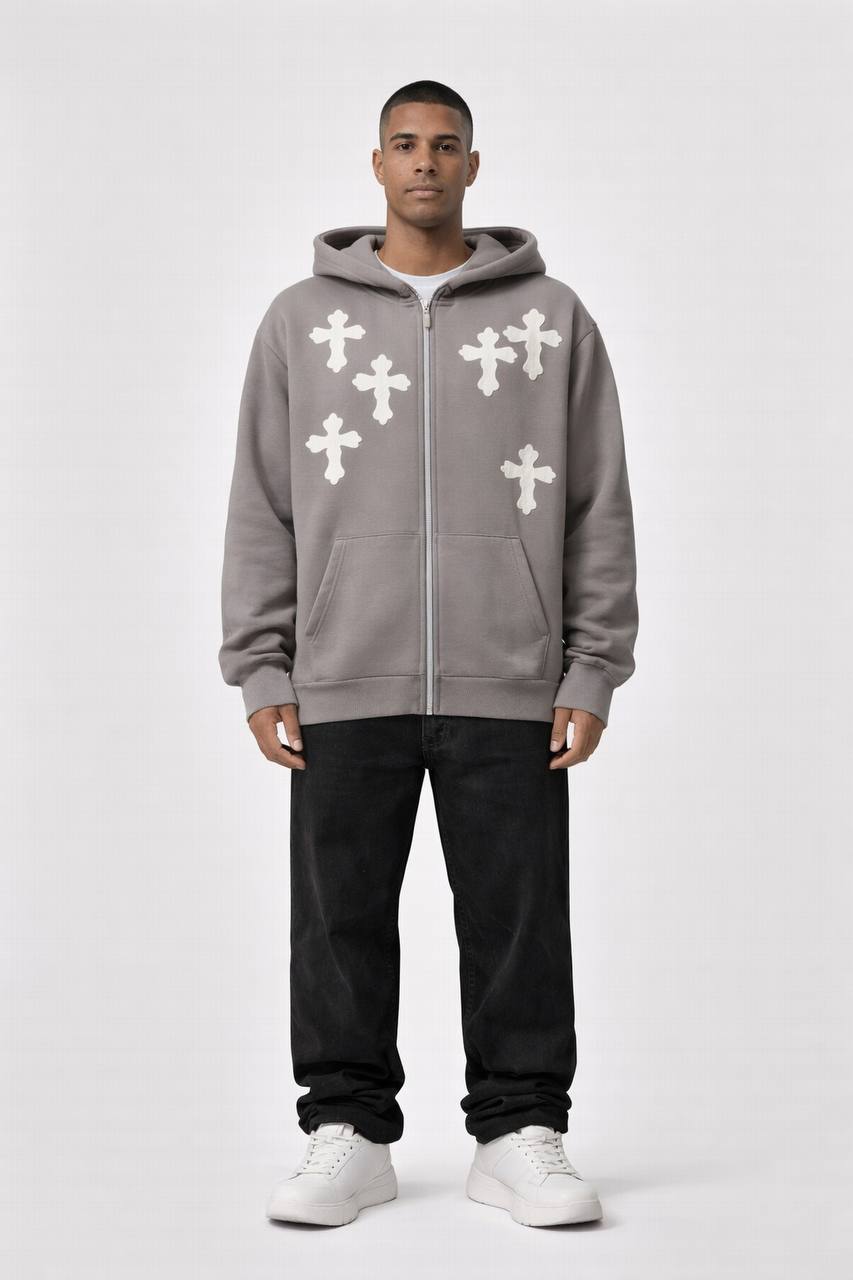 FELPA CON CROCI E ZIP
