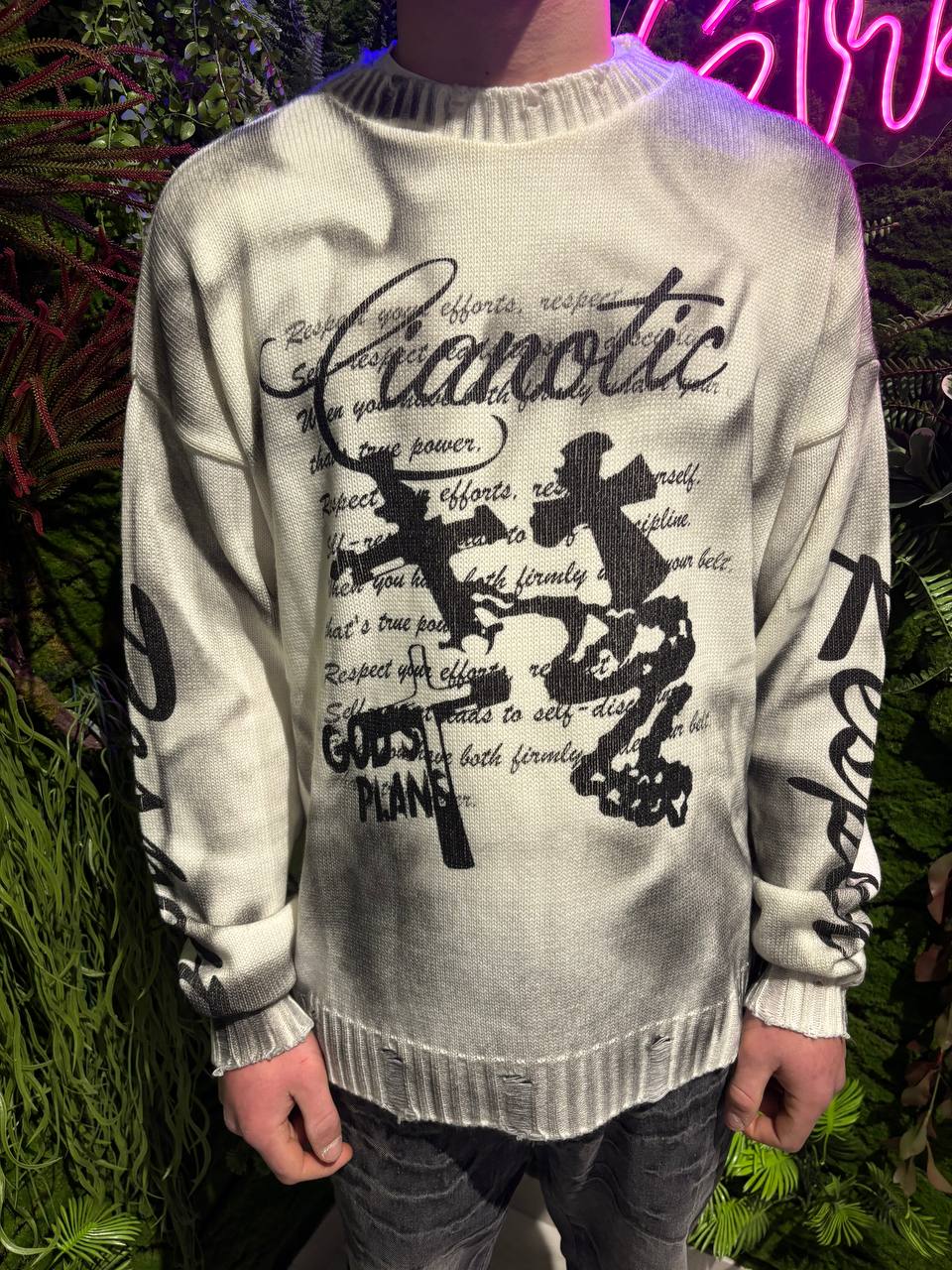 MAGLIONE CIANOTIC CROCI BIANCO