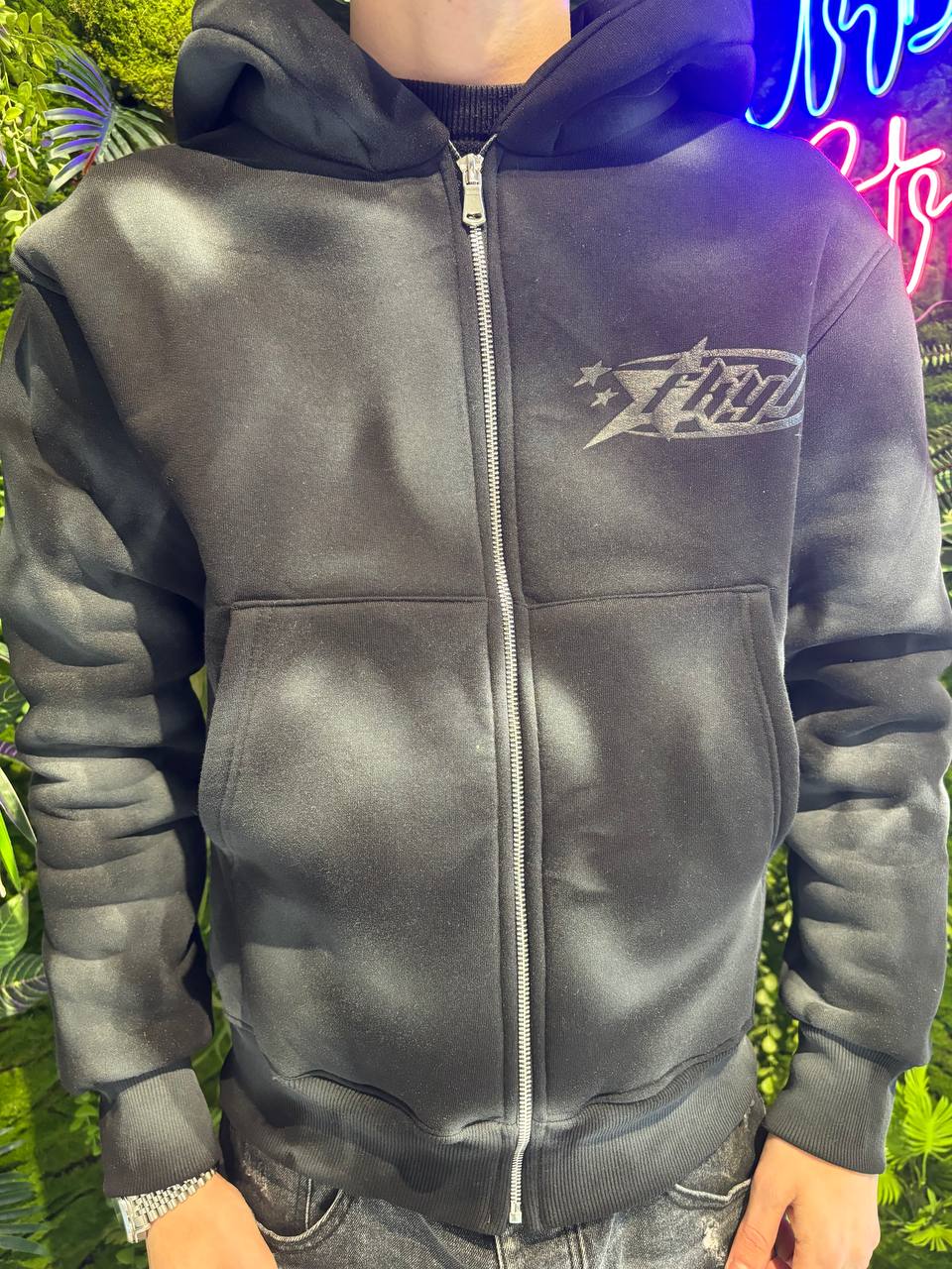 FELPA CON ZIP F*CK YOU LIFE NERA