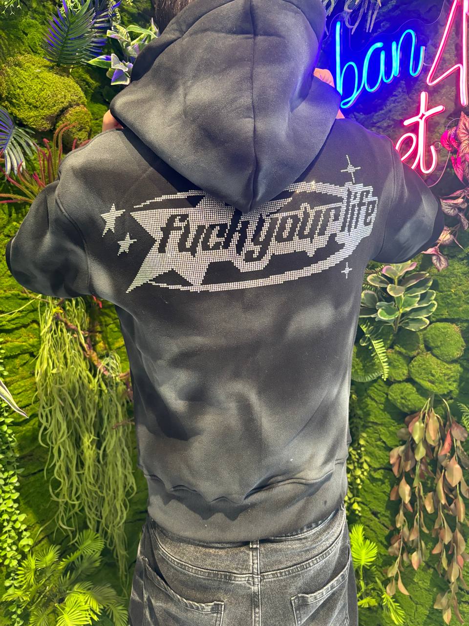FELPA CON ZIP F*CK YOU LIFE NERA