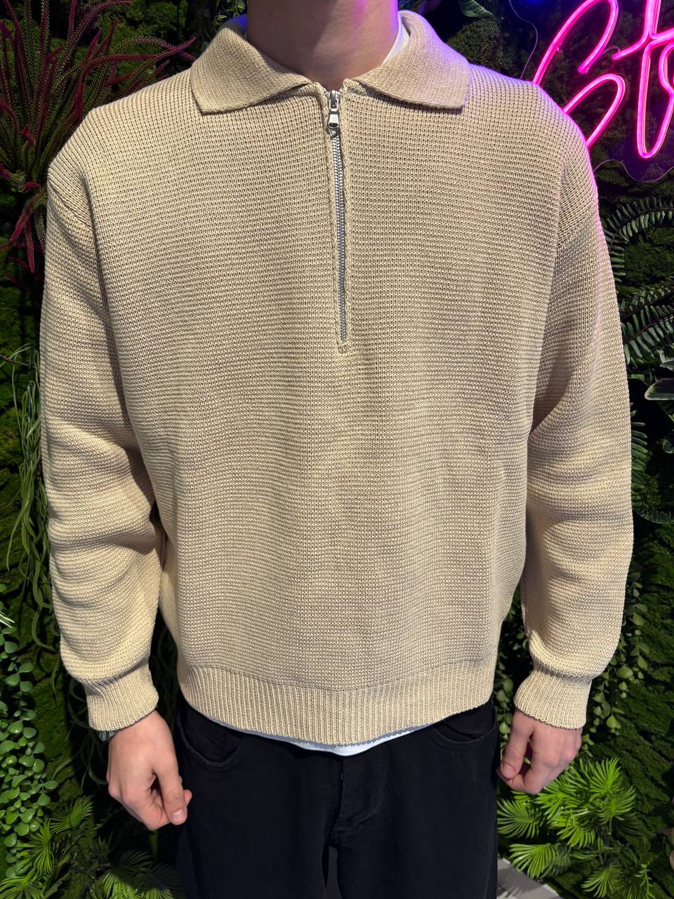 MAGLIONE CON ZIP CORDA