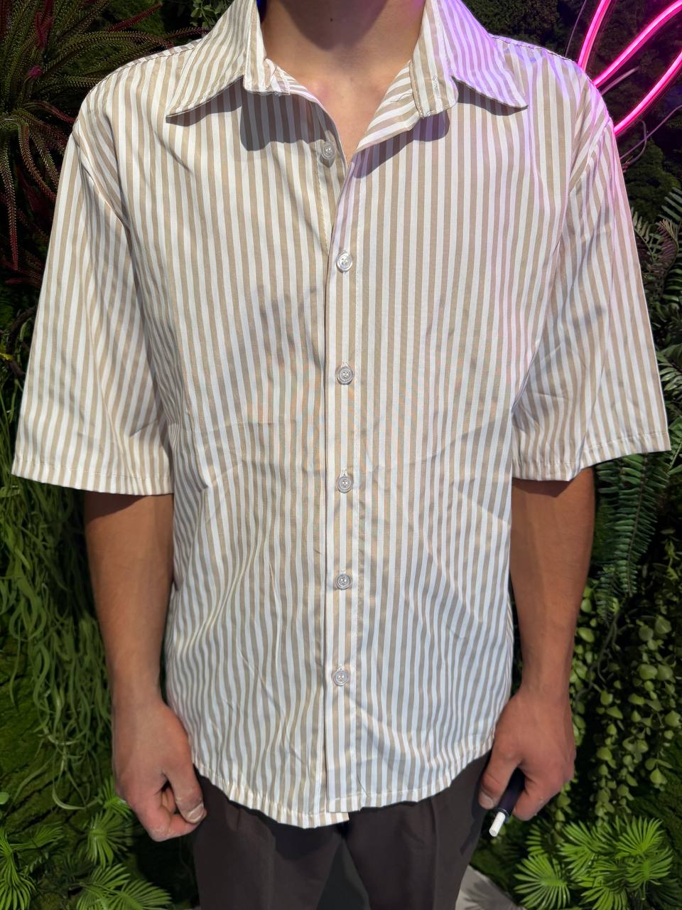 CAMICIA A STRISCE BEIGE