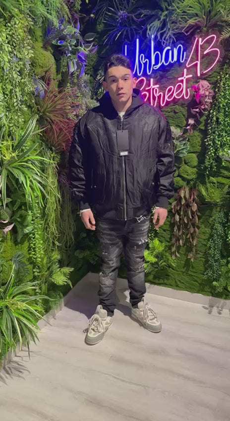 giubbotto con cappuccio a felpa nero